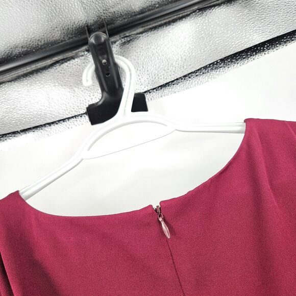 Pomander Place Dress Maroon Merlot Andie Puff Sleeve Fit & Flare Mini Size XL - Picture 6 of 7